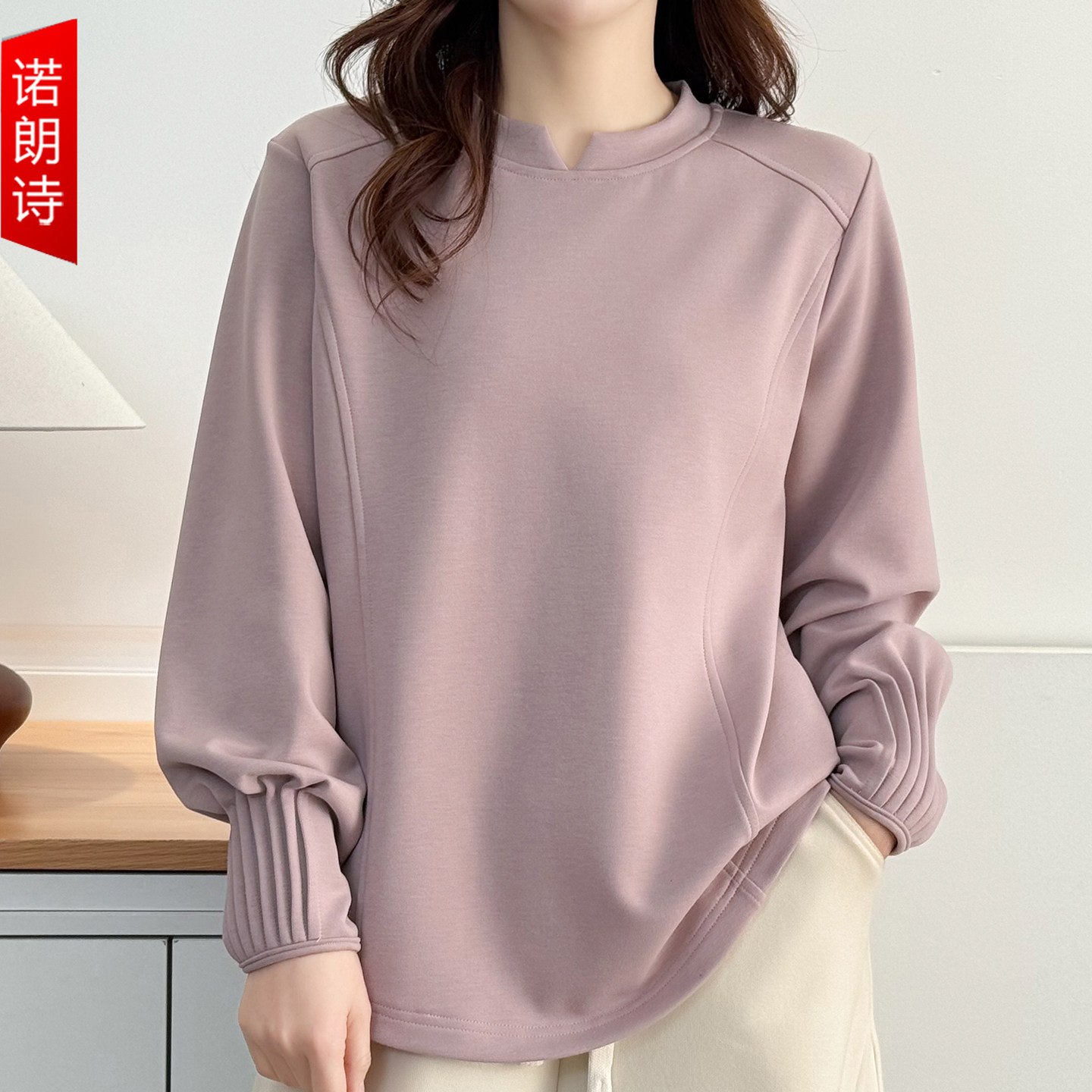 大码胖mm秋冬季纯色百搭打底衫圆领褶皱长袖T恤加绒加厚保暖上衣,女装/女士精品,大码内搭,淘宝优惠券,粉丝福利购,淘宝优惠卷