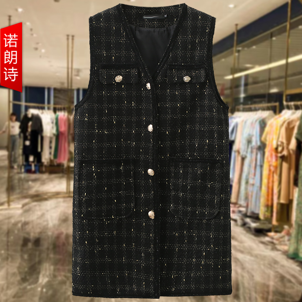 大码小香风中长款马甲通勤韩版