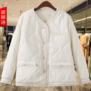 小香风夹棉保暖外套肌理感棉衣高级感羽绒棉服韩 冬装 胖mm大码 女装