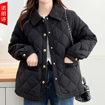 大码时尚洋气小香风夹棉棉服外套