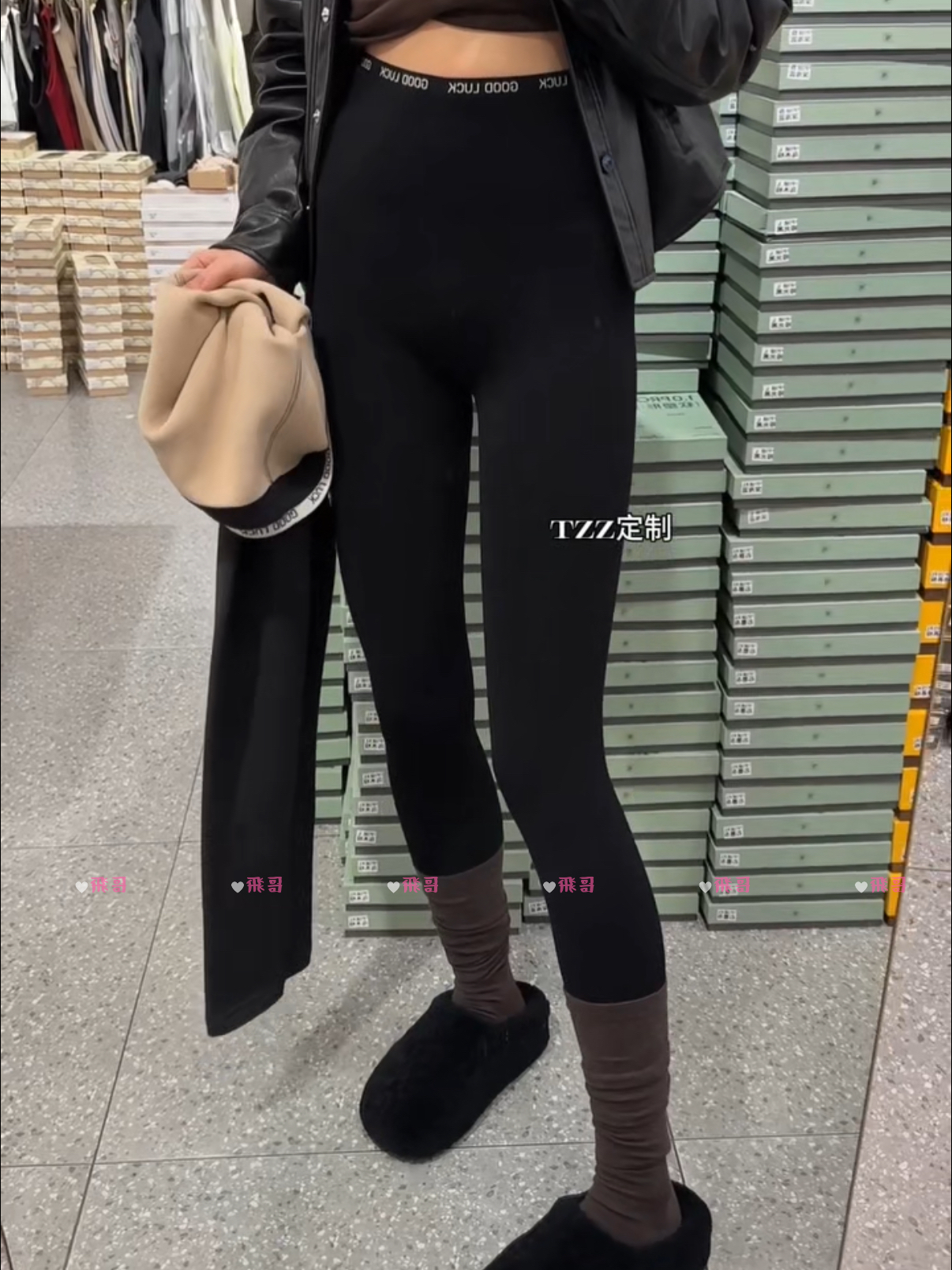 2025秋冬新款女裤欧货高腰老板娘定制加绒加厚保暖裤时尚打底裤潮