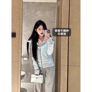 连帽修身 卫衣外套女2025新款 收腰春秋拉链开衫 连帽瑜伽服韩系短款