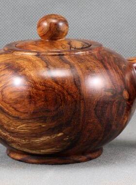 艺中堂海南黄花梨摆件茶壶木雕红木工艺品礼品文玩收藏品紫色料