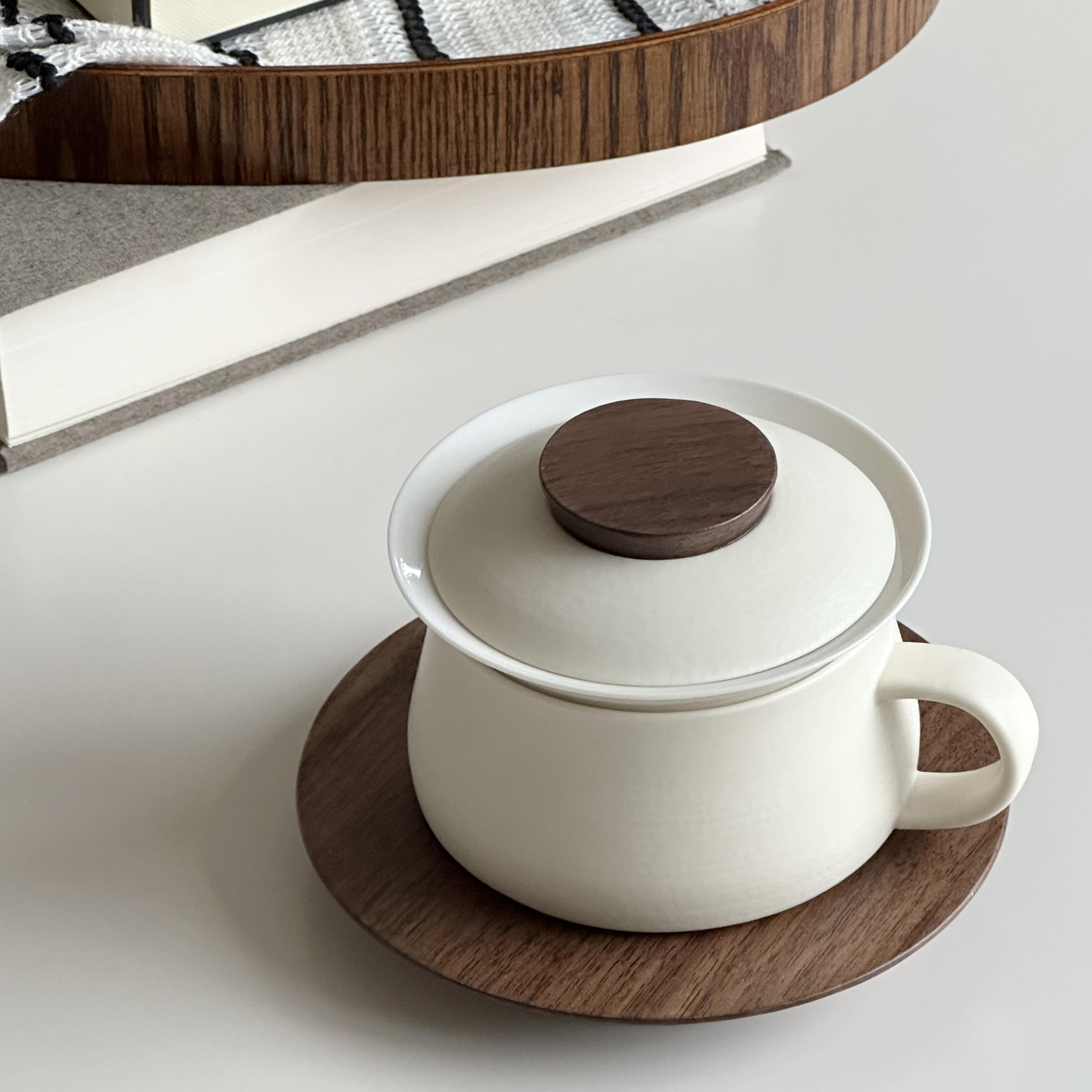 与此·茶咖一体杯茶水分离泡茶杯办公室喝茶轻奢陶瓷咖啡杯