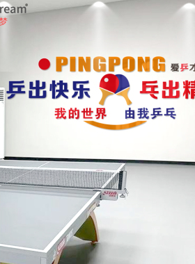 乒乓球室背景墙贴校园文化墙活动室装饰亚克力学校文体育室装饰贴