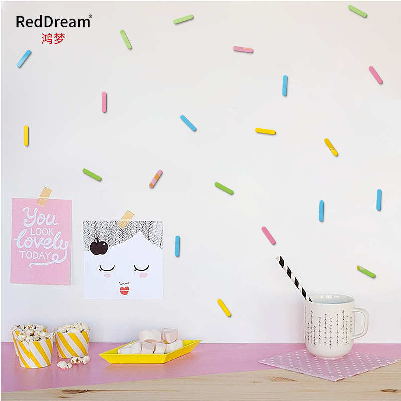 彩带ins北欧风简约儿童房幼儿园糖果棒自粘亚克力3D立体背景墙贴