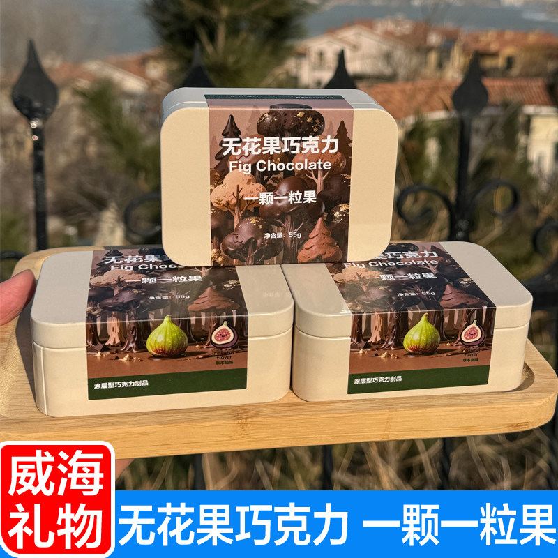 山东威海特产伴手礼无花果巧克力铁盒装55g/110g果仁巧克力零食
