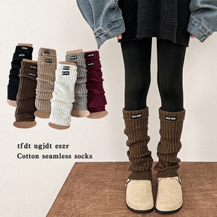 儿童袜套秋冬季加厚女童袜毛线堆堆袜高筒中大童保暖女孩小腿袜套