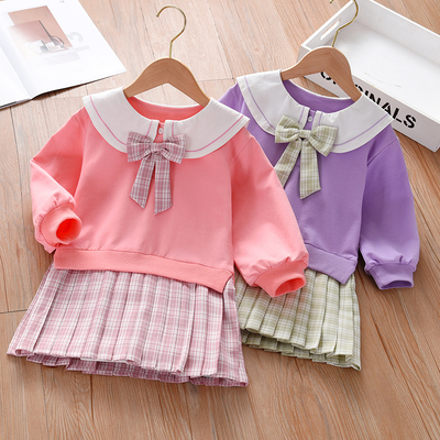 女童秋装连衣裙2025新款儿童洋气秋季学院风小童春秋童装韩版裙子