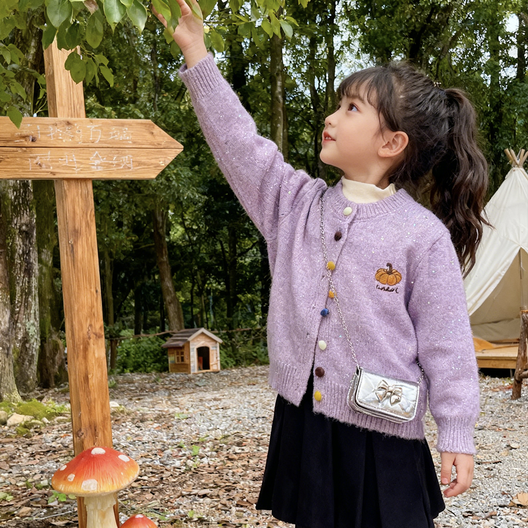 女童秋冬开衫毛衣套装