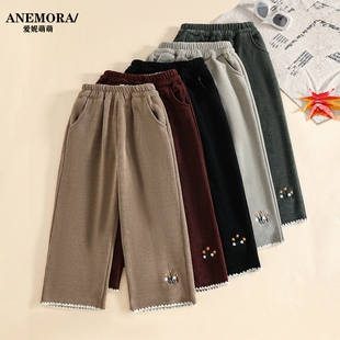 童装女童加绒裤韩国料子显瘦腿精2025新款冬季加绒保暖裤子直筒裤