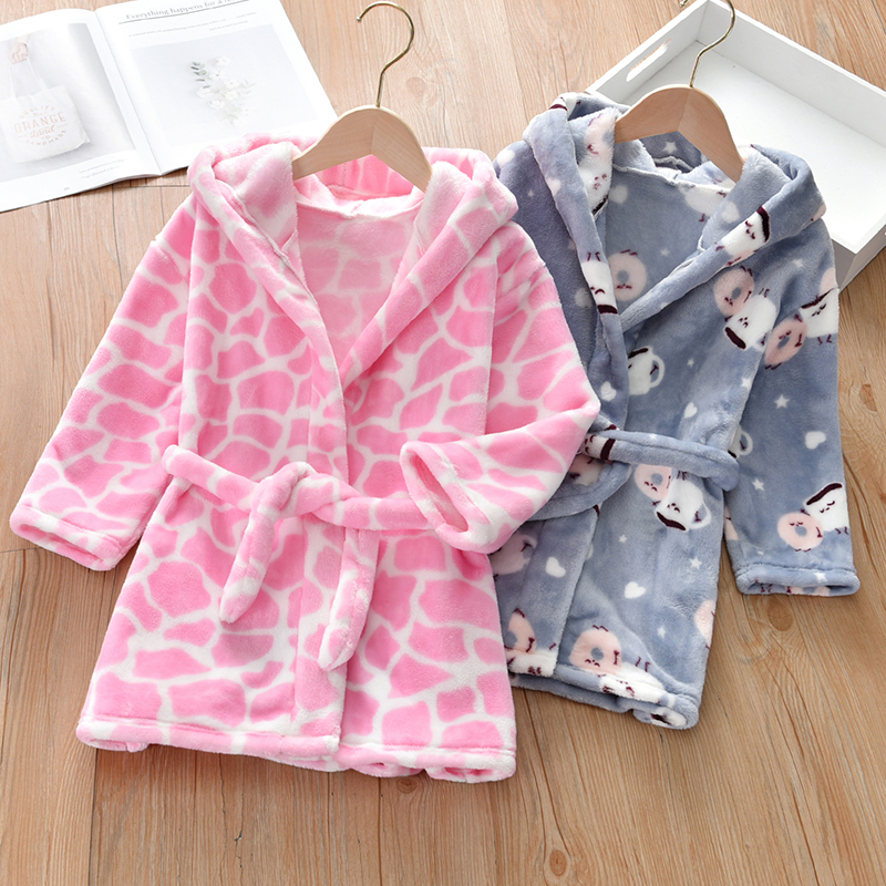 新款秋季男童珊瑚绒家居服浴袍