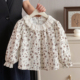 小女孩百搭上衣 儿童碎花棉质白衬衫 女童春夏棉质休闲衬衫 2026新款