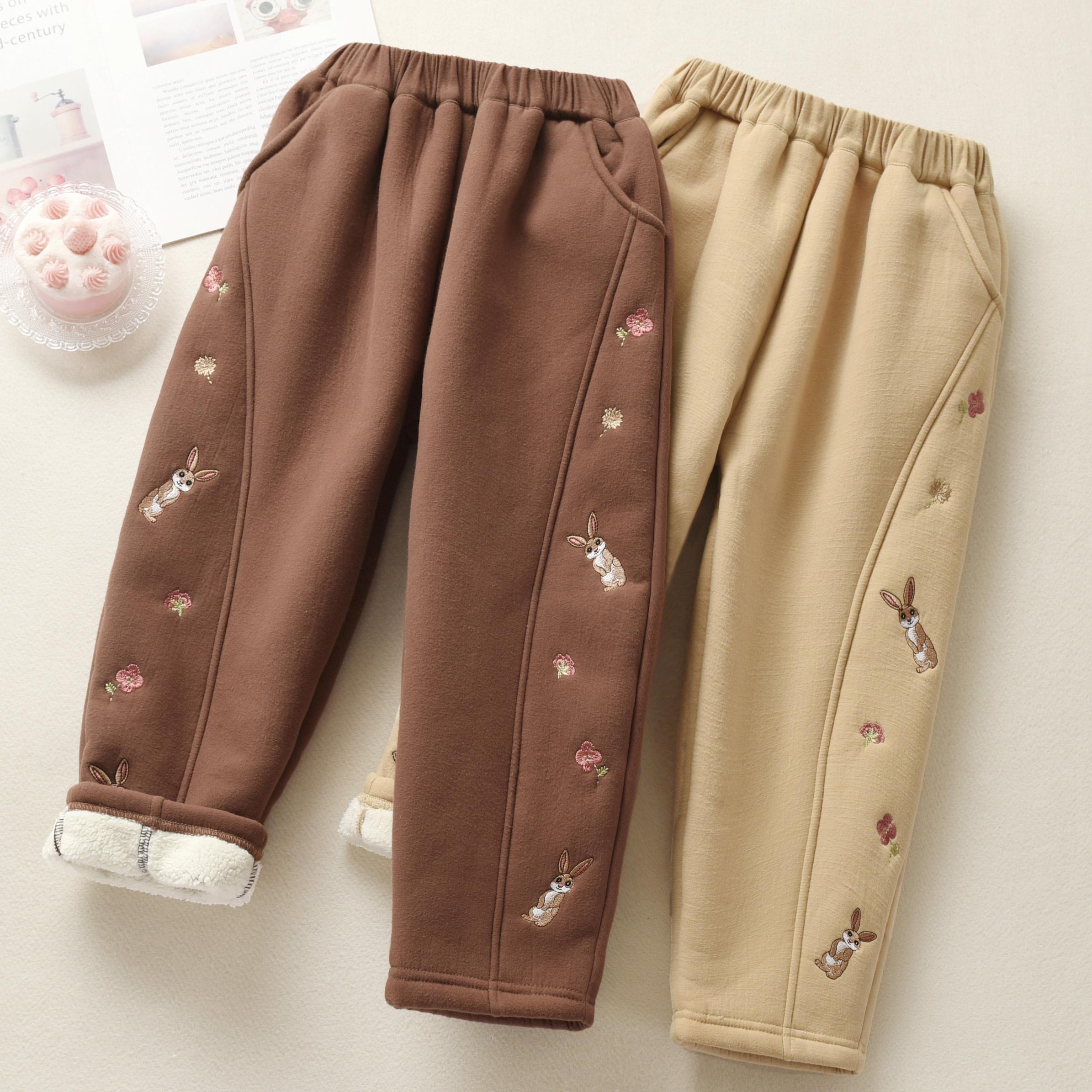 女童加绒加厚卫裤秋冬装