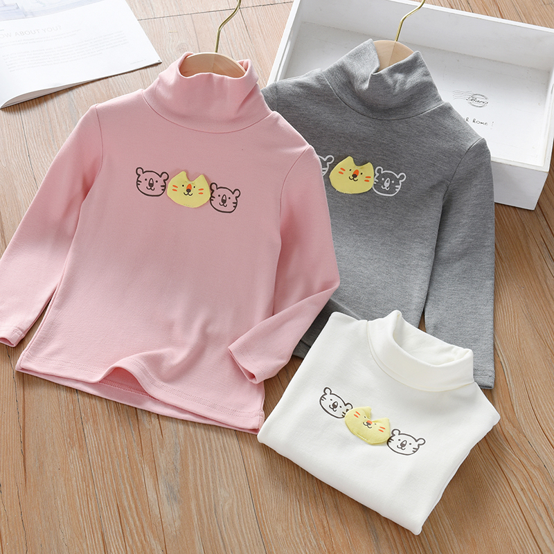 半高领韩版长袖T恤卡通打底衫