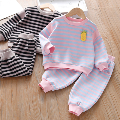 韩版纯棉两件套春秋菠萝套装