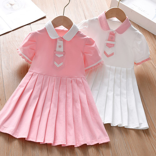 童装夏季新品女童裙子纯色连衣裙