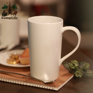 哑光陶瓷杯简约喝水杯生日礼物 办公室马克杯大容量带盖勺家用时尚