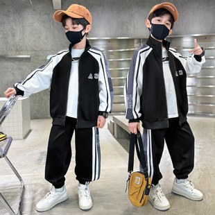 时尚新品儿童装男童秋装套装中大童运动酷帅气男孩秋冬炸街潮衣服