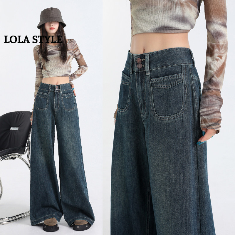 LOLA STYLE·复古高腰牛仔裤