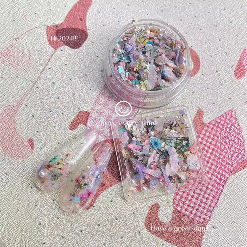 smint同款美甲小碎花blc小花欧泊亮片闪粉混款多色饰品素材胶diy
