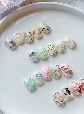 【AMO】ins风手绘涂鸦碎花波点美甲贴纸美甲转印纸饰品转印胶套盒