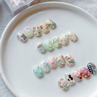 【AMO】ins风手绘涂鸦碎花波点美甲贴纸美甲转印纸饰品转印胶套盒