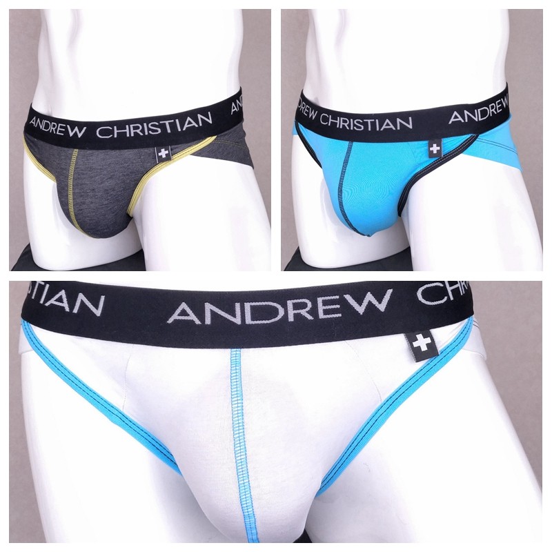 三条包邮男士三角纯棉激凸性感提臀低腰内裤 AC纯色白灰黑蓝色