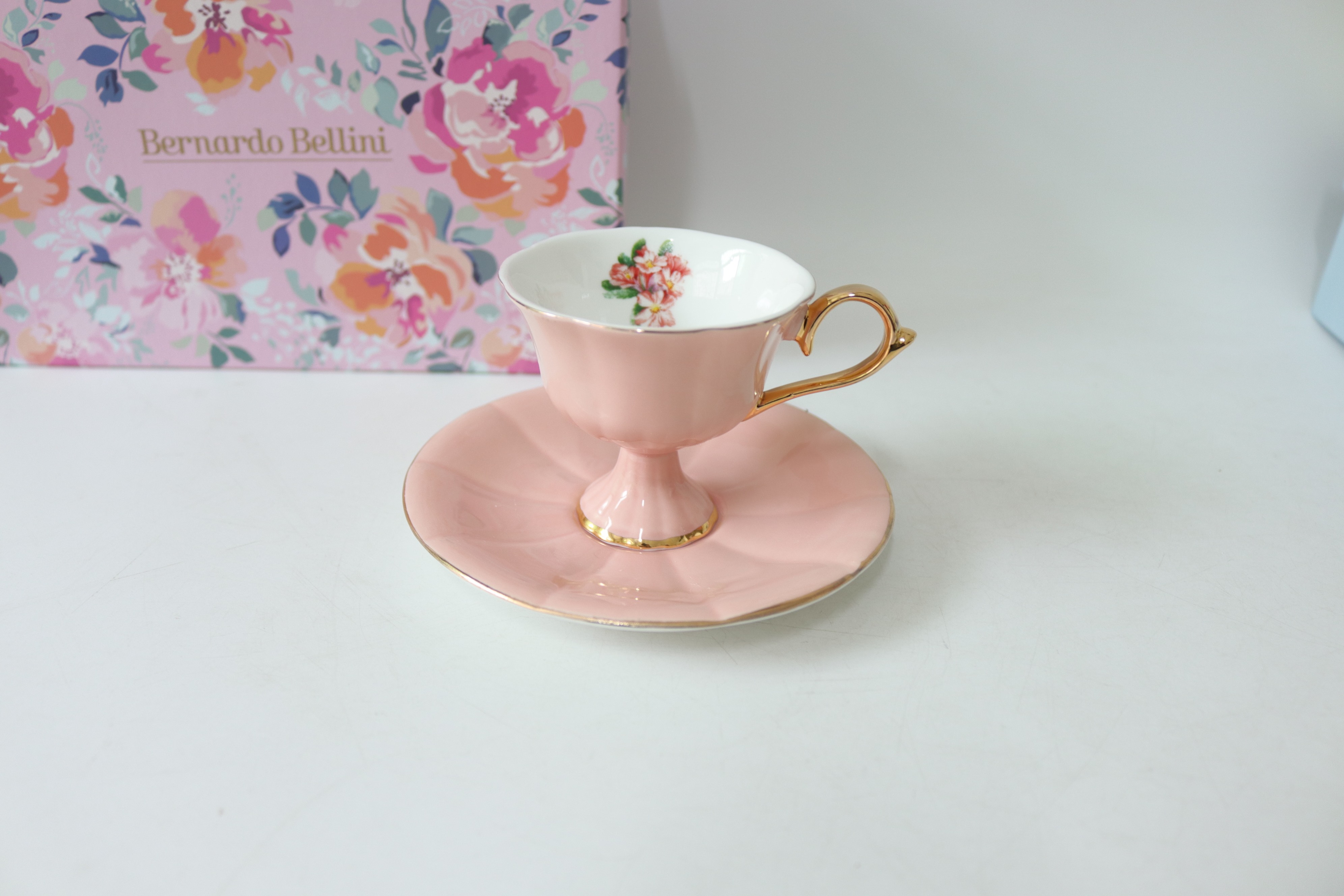 北欧风礼物出口意大利法式高脚金边浓缩咖啡杯碟花茶杯碟礼盒套装