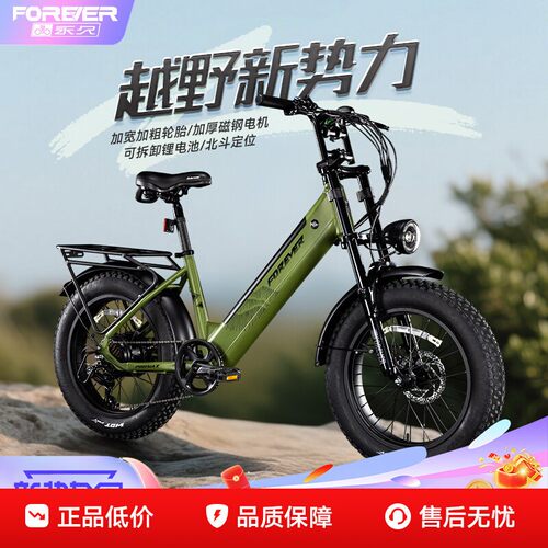 永久F85电助力宽胎越野车锂电池自行车山地沙滩车碟刹禧玛诺变