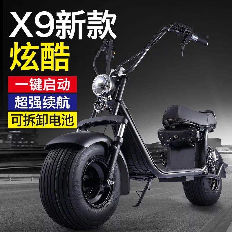 新款X普哈雷电动车大轮宽胎电瓶车双人款锂电池电动摩托车滑板车