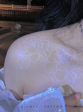 夏日白色玫瑰牡丹彩色纹身贴防水女持久锁骨高级贴纸私密性感婚礼