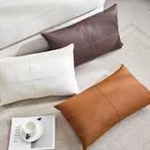 轻奢仿真皮软牛皮长条抱枕客厅沙发样板间办公室腰枕高端简约大