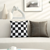 黑白格调沙发抱枕套不含芯客厅大靠背垫枕床头腰垫现代轻奢高级感