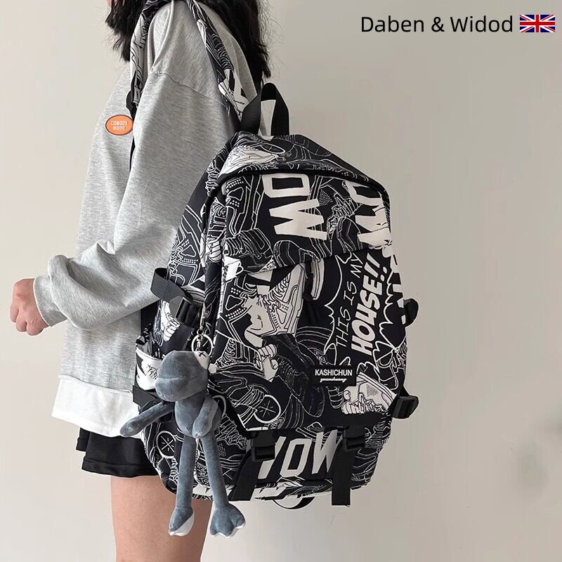 英国Daben Widod 大学生高中生书包大容量涂鸦轻便电脑双肩背包