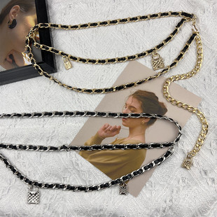 链子 饰配裙子连衣裙牛仔裤 小香风金属腰链配饰女款 编织链条腰带装