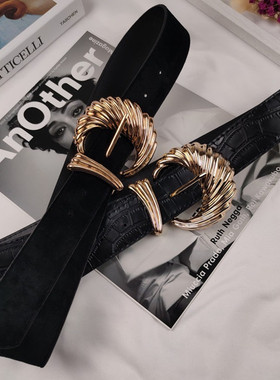 绒面腰带女款束腰装饰配裙子毛衣西装大衣皮带宽腰封配饰2025新款