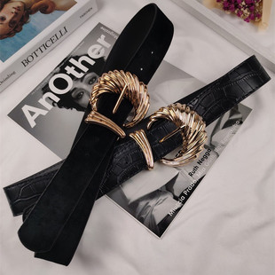 大衣皮带宽腰封配饰2025新款 饰配裙子毛衣西装 束腰装 绒面腰带女款