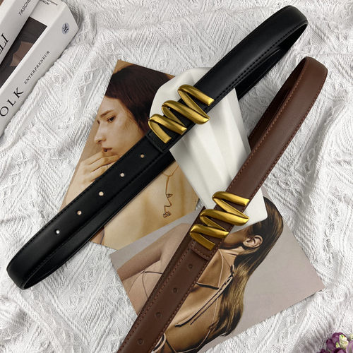 皮带女真皮束腰装饰金扣腰带新款