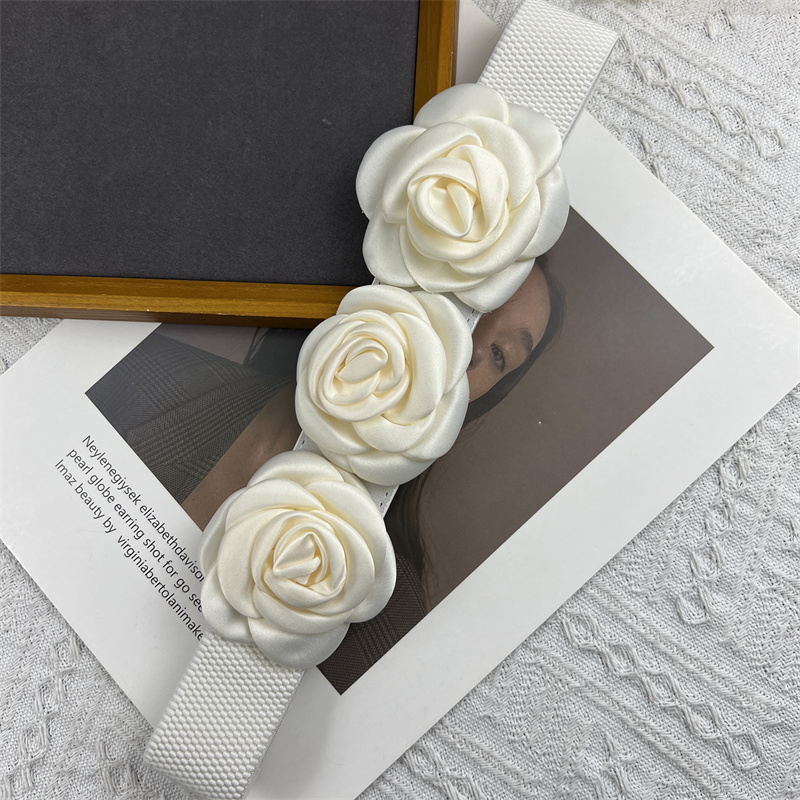 腰带女花朵皮带装饰弹力松紧腰封