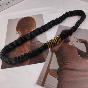 羽绒服松紧皮带配饰2025新款 饰配裙子毛衣西装 百搭装 弹力腰带女款