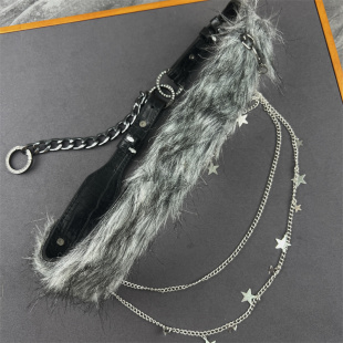 朋克千禧风y2k皮带女装 饰配裙子毛衣辣妹毛毛拼接流苏腰带配饰潮