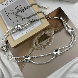 金属链子腰带配饰2025新款 高级感珍珠腰链配饰女装 饰配裙子牛仔裤