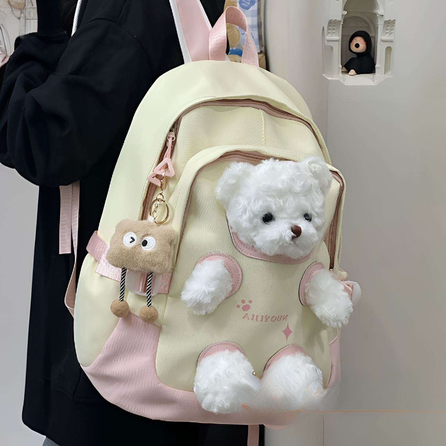 书包女新款可爱小熊公仔高颜值双肩包初高中学生卡通玩偶女生背包
