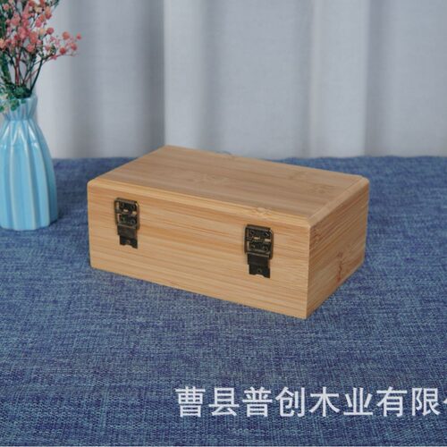 木质带锁桌面杂物收纳盒