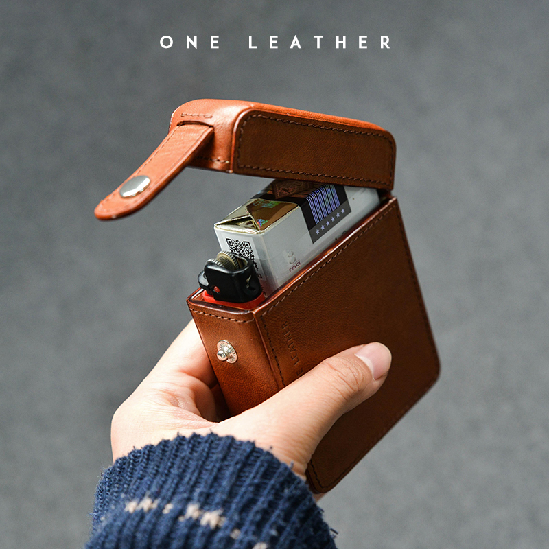 oneleather香烟盒20支装咽盒一体式男便携高档烟壳植鞣牛皮礼盒