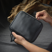 烟斗包长斗黑色复古羊皮收纳袋便携包 四支装 一皮one leather