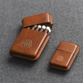 一皮one 烟盒男便携高档植鞣牛皮 复古香咽盒10支装 leather 经典