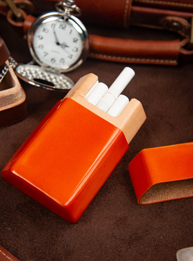 oneleather 一皮 烟盒男便携式真皮手工制作薄款高端牛皮高级定制
