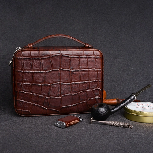 Одна кожаная сумка из воловьей кожи с крокодиловым узором, мужская сумка для хранения соломенной трубки в деловом стиле